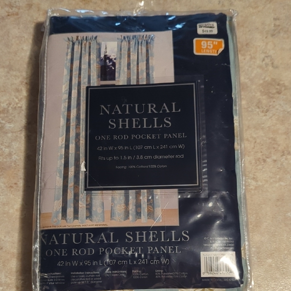 Shells Rod Pocket Panel 95" Length Beach House